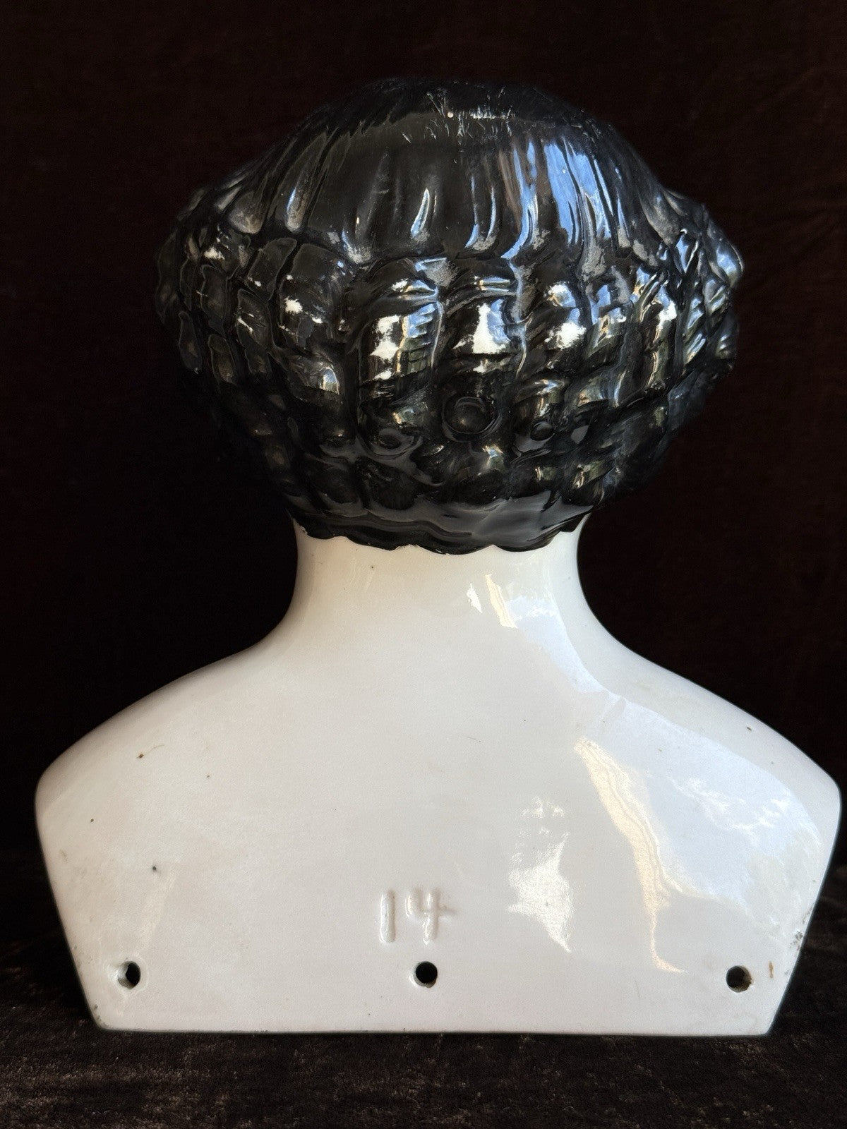 Large Antique German 7.75” Flat Top Highbrow China Shoulder Doll Head Only