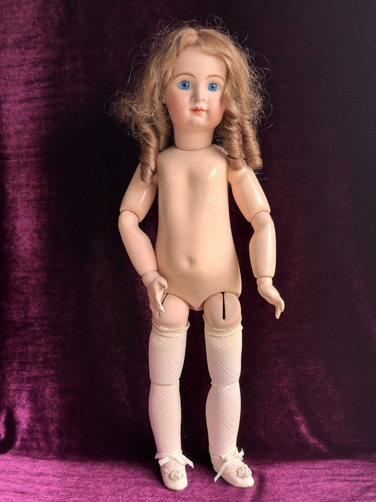 Porcelain Composition 24” Reproduction of Antique French Jumeau Doll with Tag