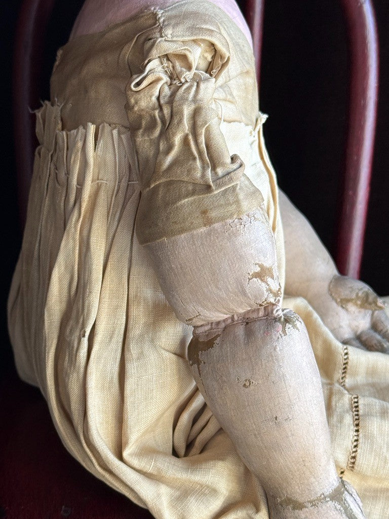 Antique American Martha Chase 20" Oil Painted Cloth Rag Baby Doll