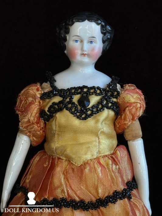 Antique German 12” Flat Top Highbrow China Shoulder Head Doll