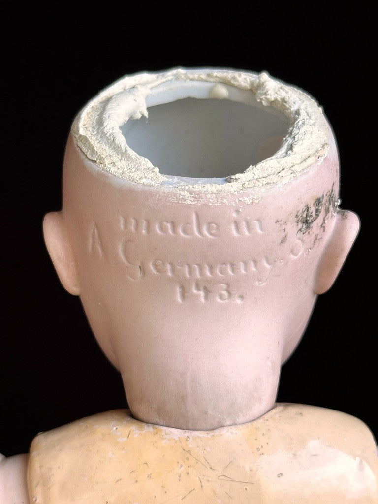 Antique German 12” Kestner 143 Bisque Head Doll with Trunk and Extras