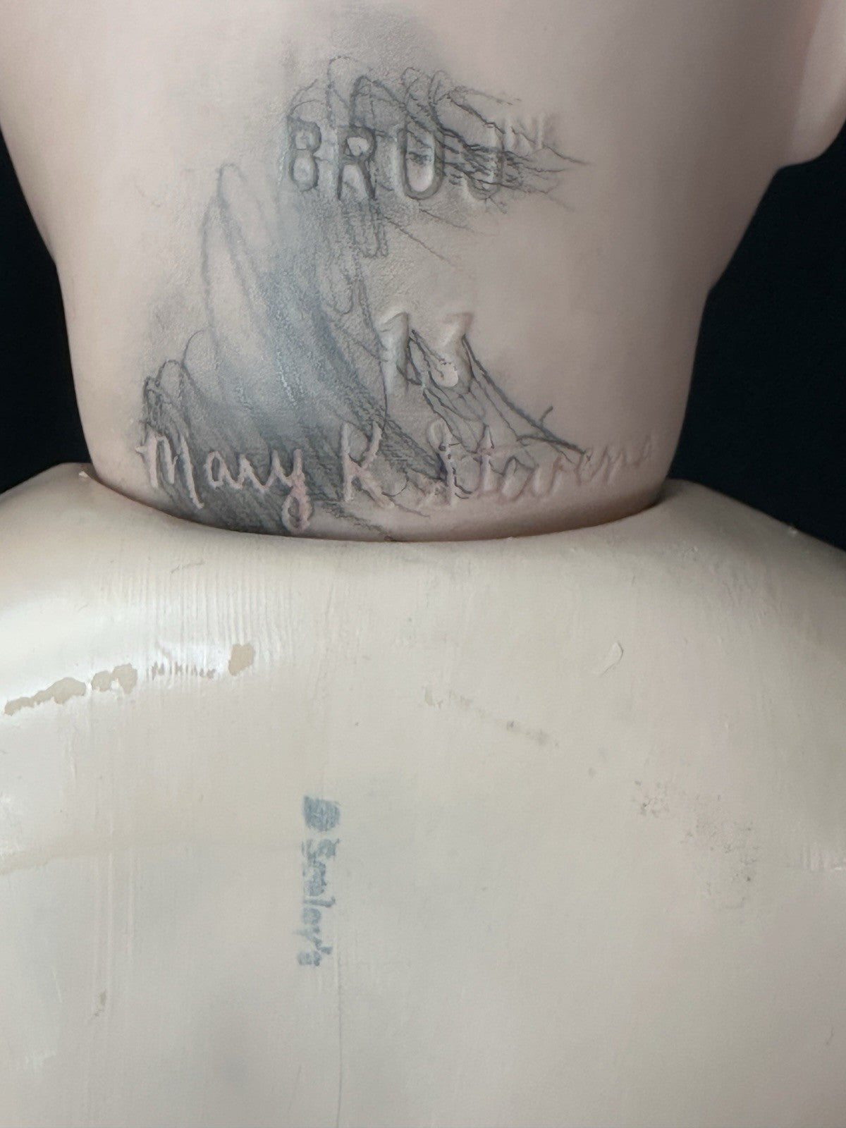 Vintage Artist Reproduction of Antique French Bru Jne 27” Doll Porcelain Head