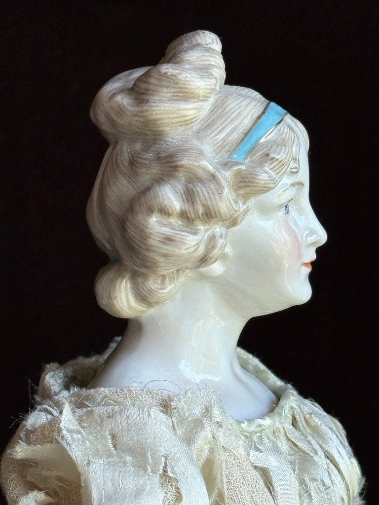 Antique German 14.5” Kister Madame Vignee-LeBrun Porcelain China Head Doll