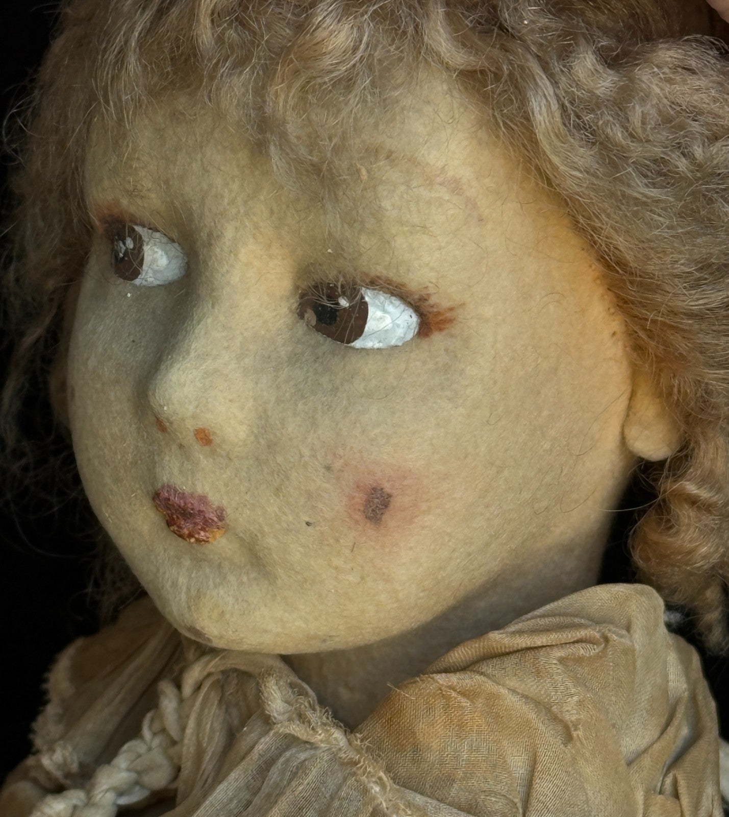 Vintage Italian 24.5” Lenci Artdeco French Boudoir Felt Cloth Character Doll