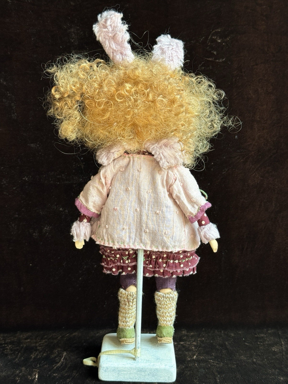 OOAK Contemporary 10.5” Lithuanian Artist Mixed Media Girl Doll with Stand & Tag