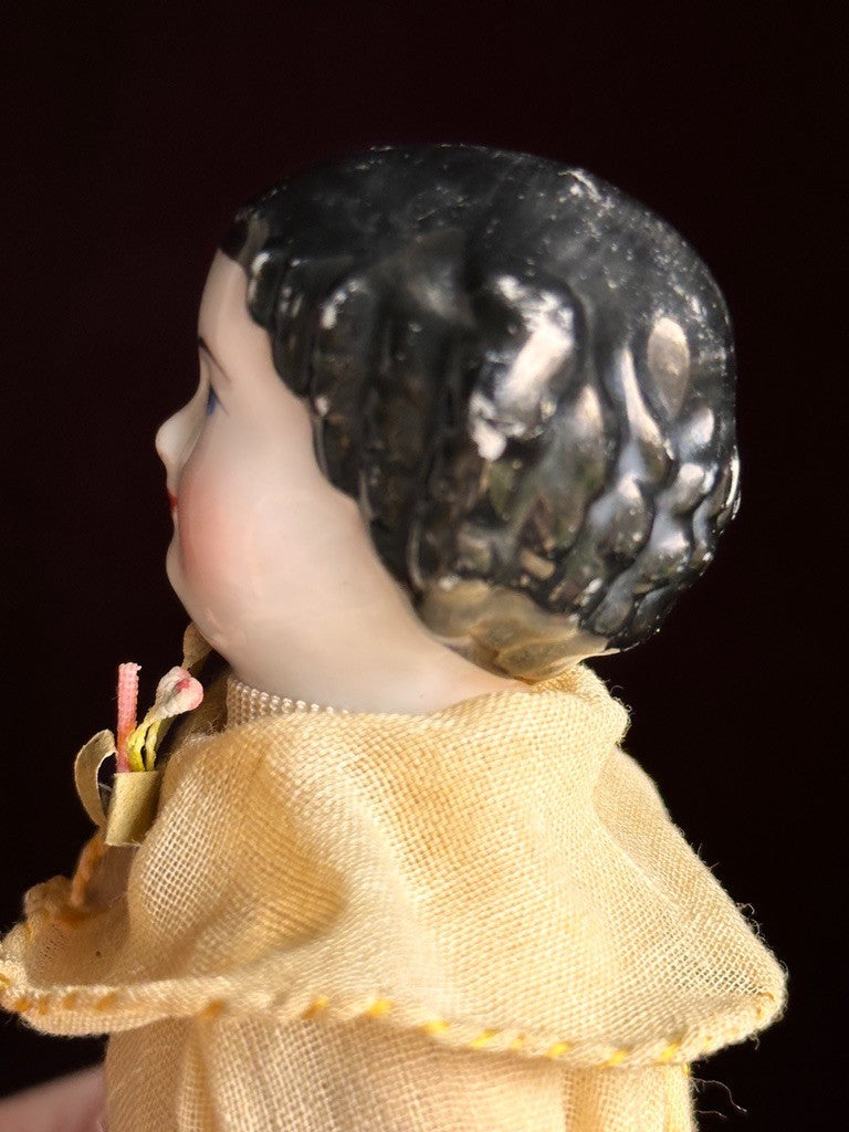 Antique German Cabinet Size 9.75” Flat Top China Shoulder Head Doll