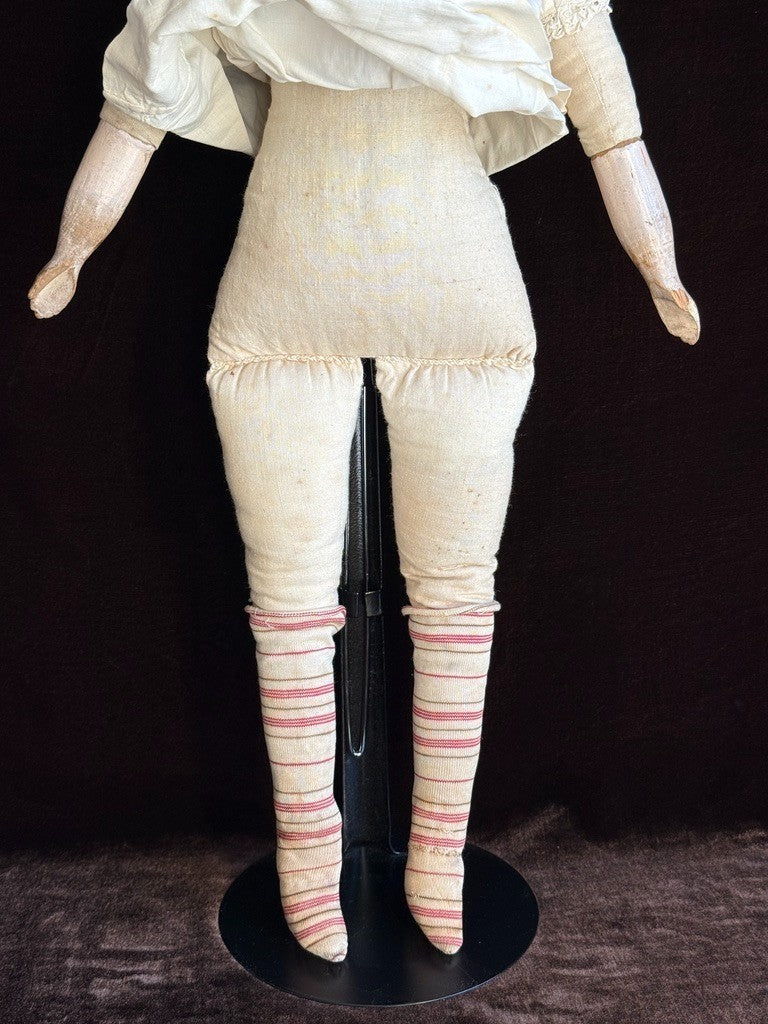 Antique German 20.5” Flat Top Highbrow China Shoulder Head Doll