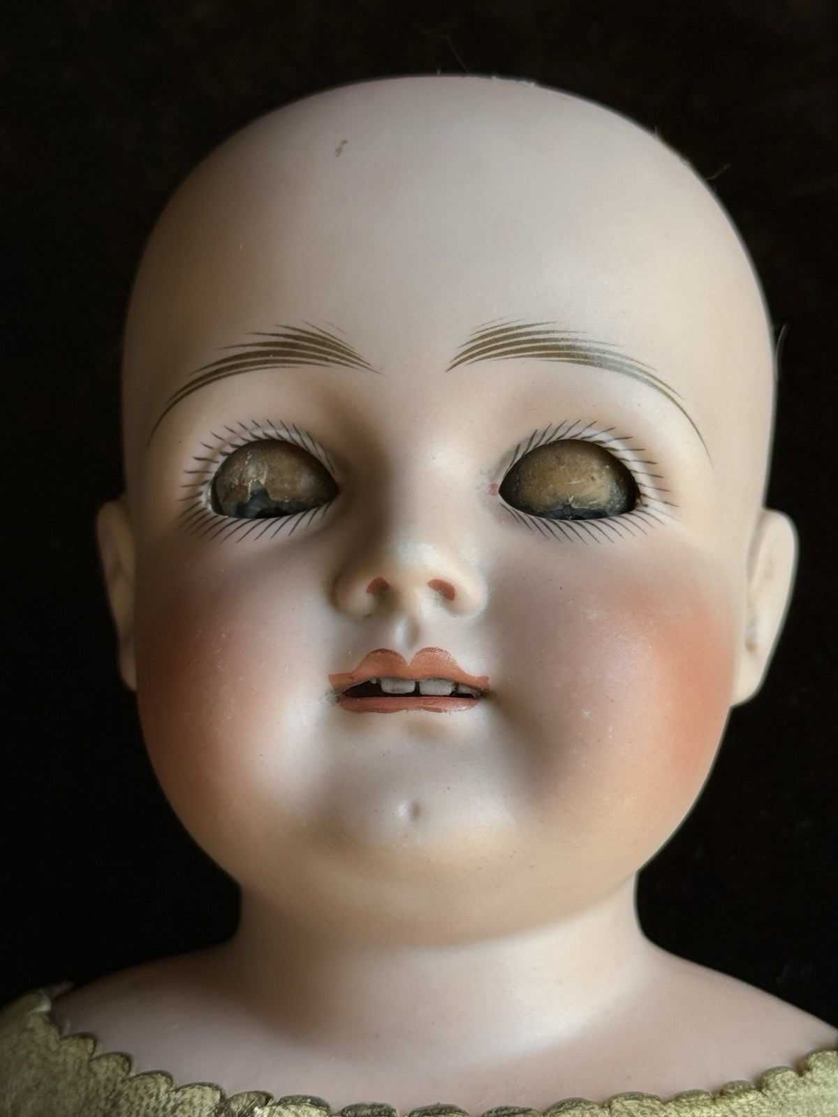 Rare Antique German 18” Early Kestner Square Teeth Bisque Shoulder Head Doll