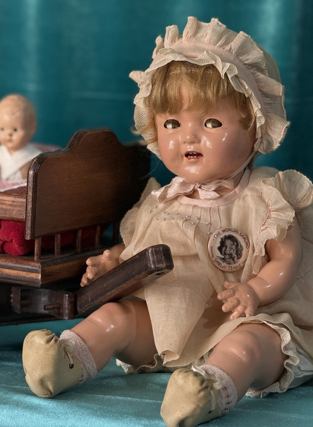 Antique 1930’s Composition 16” Shirley Temple Baby Doll by Ideal Co Flirty Eyes