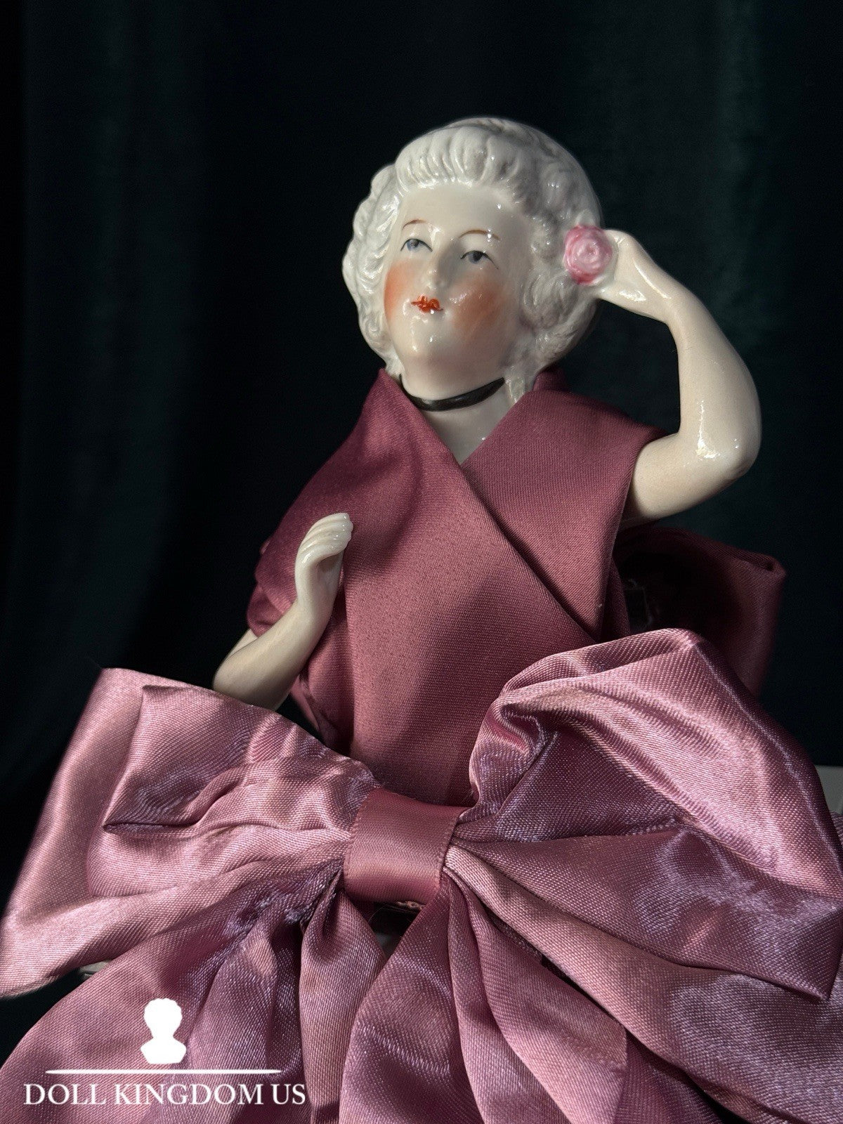 Large 5” Antique German Porcelain Schneider Half Doll Pin Cushion Mold 15542
