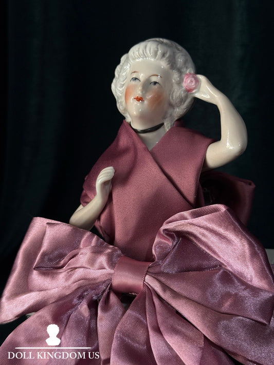 Large 5” Antique German Porcelain Schneider Half Doll Pin Cushion Mold 15542