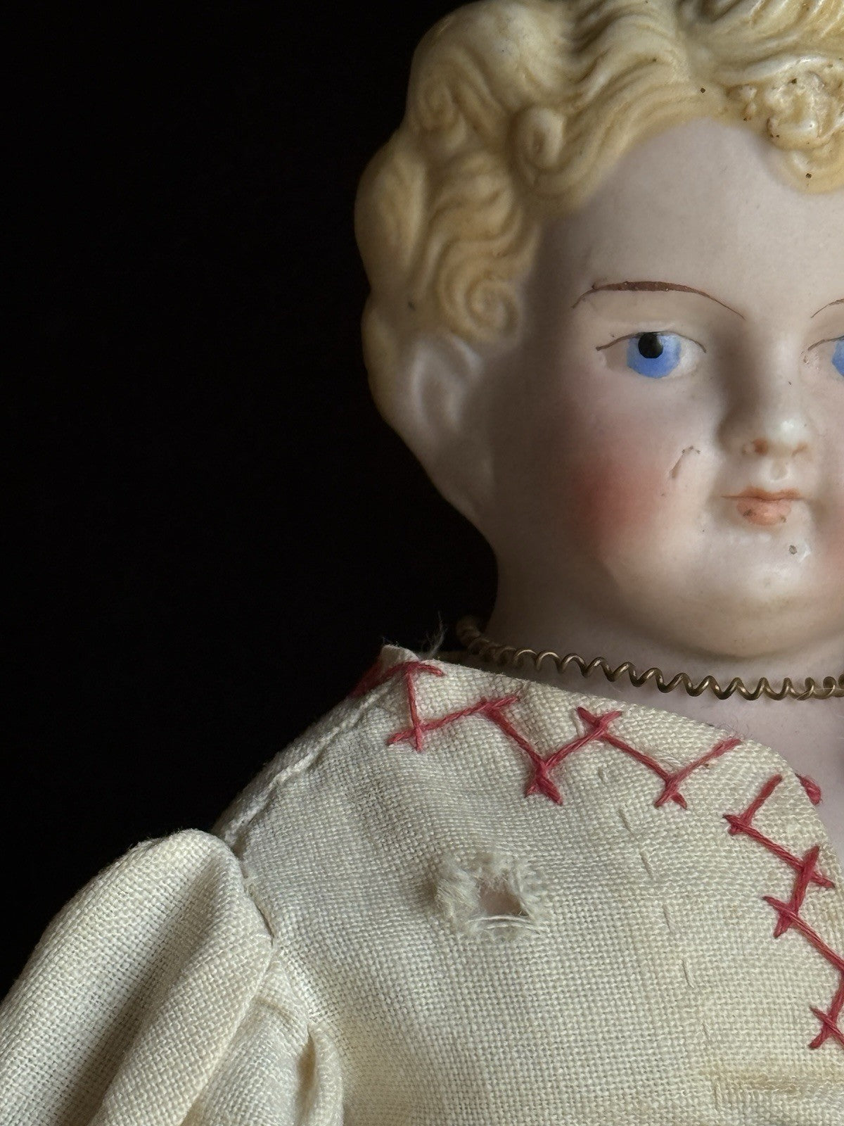 Antique German 10.5” Parian Bisque Head China Doll