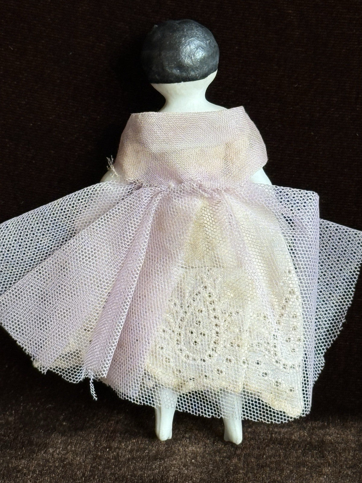 Lot of 2 Antique German 4"-4.25" Bisque Cloth Miniature Dollhouse China Dolls