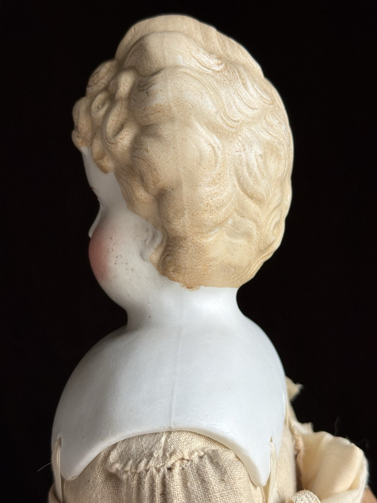 Antique German 22.5” Parian Bisque Head China Doll
