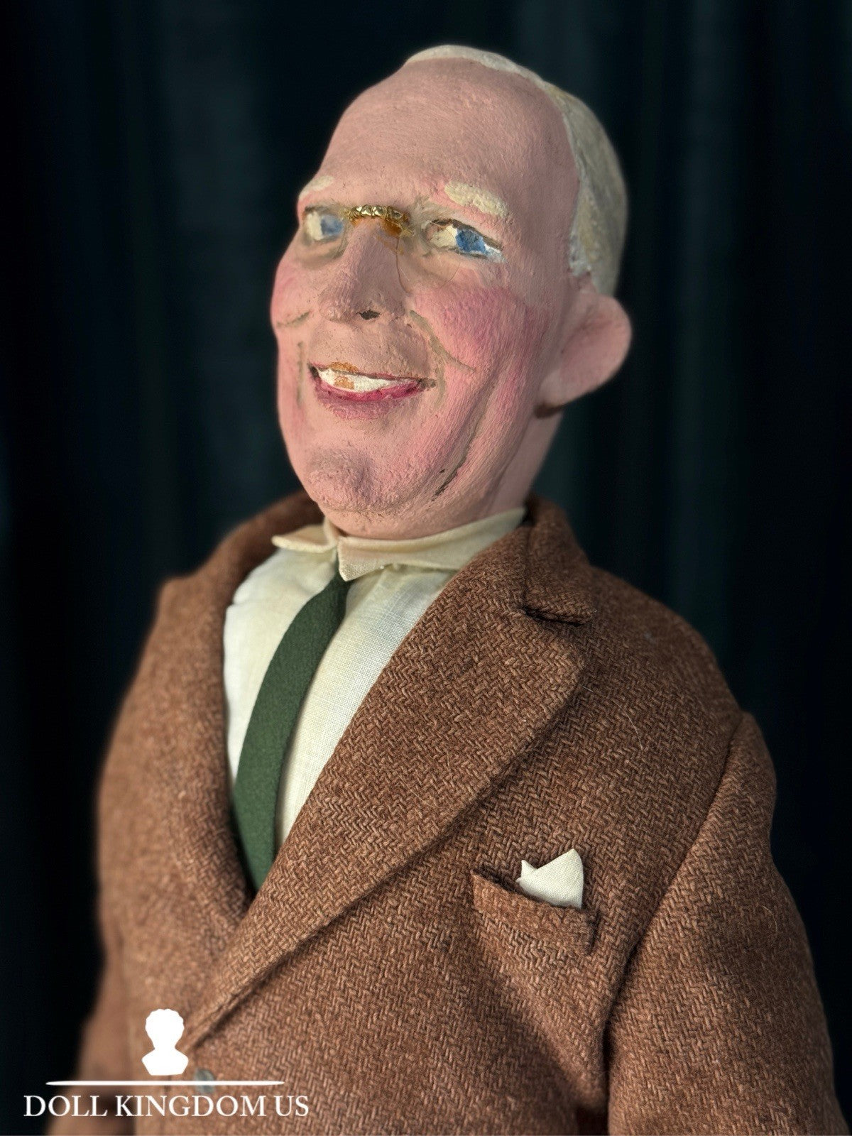 Rare French Portrait Character Earl Warren 26” Stockinette Doll by Bernard Ravca