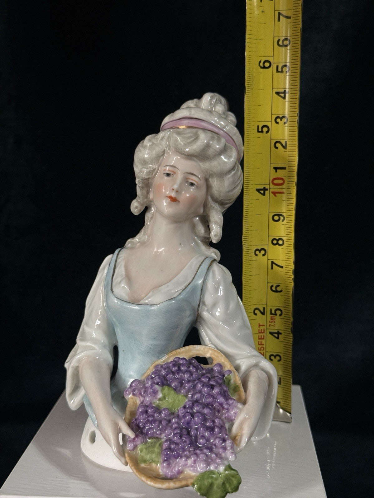 Antique German Porcelain GALLUBA & HOFMANN 5 1/2” Half Doll Pin Cushion