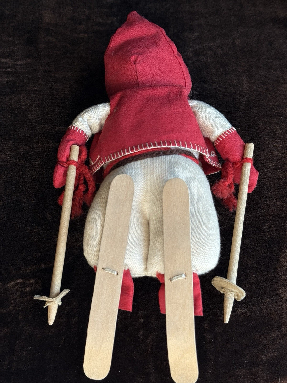 Lot of 2 Vintage Stockinette Knitted Embroidered Cloth Dolls