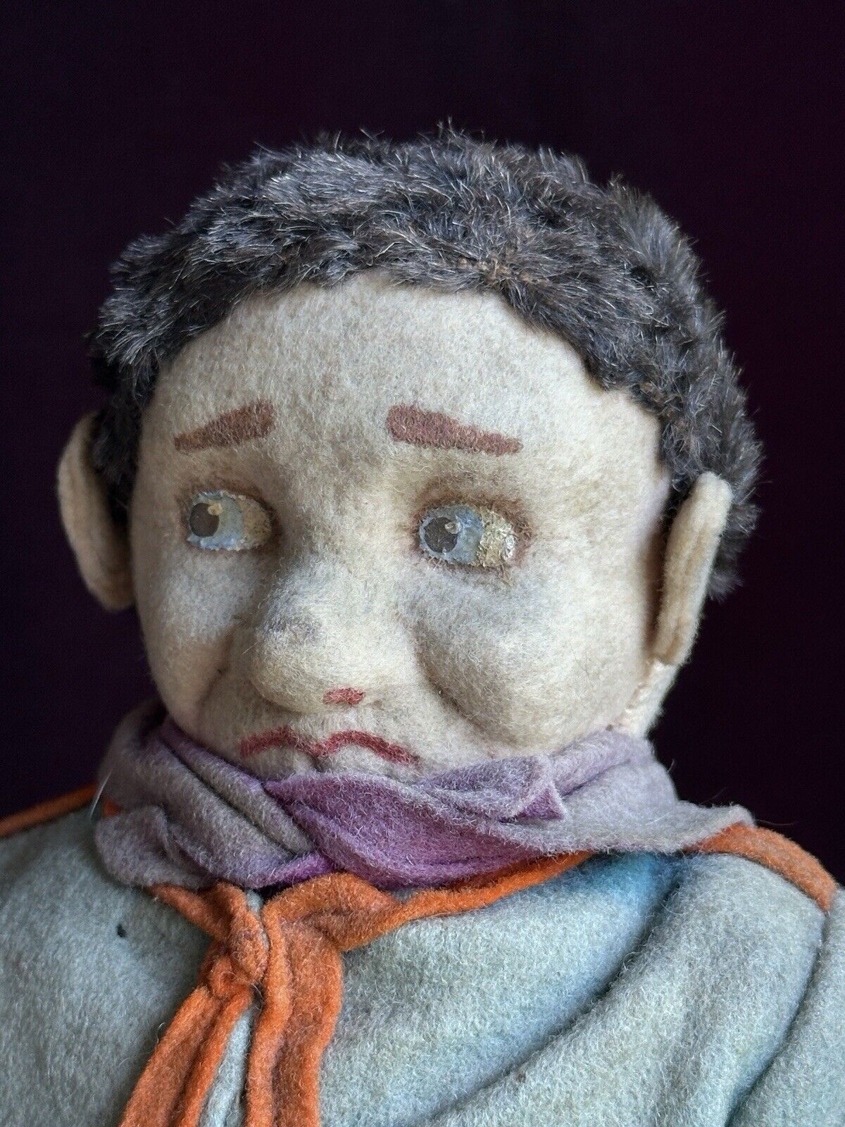 Rare Antique Italian Early Lenci 13.5" Whimsical Character Doll Metal Button