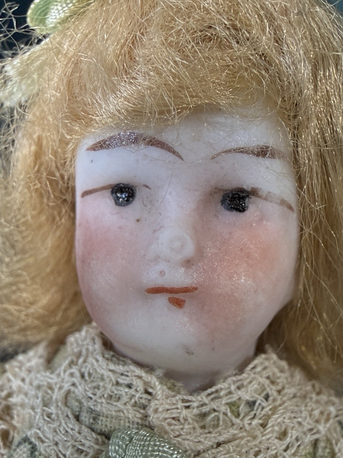Antique German (?) 3.5” All Bisque Mignonette Dollhouse Doll