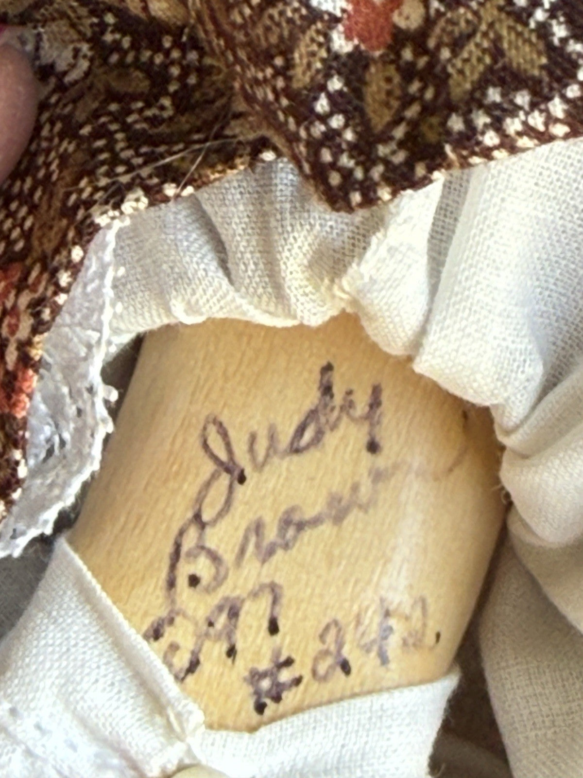 Vintage Judy Brown Hitty 6.25” Wood Carved Doll