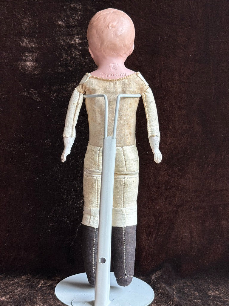 Antique German 12” Gebruder Heubach Bisque Shoulder Head Character Boy Doll