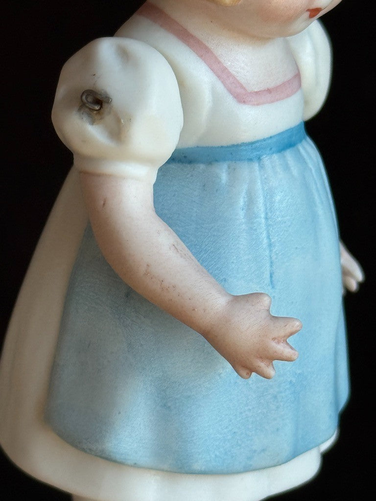 Lot of 2 Antique German and Japan Miniature All Bisque Dutch Dolls