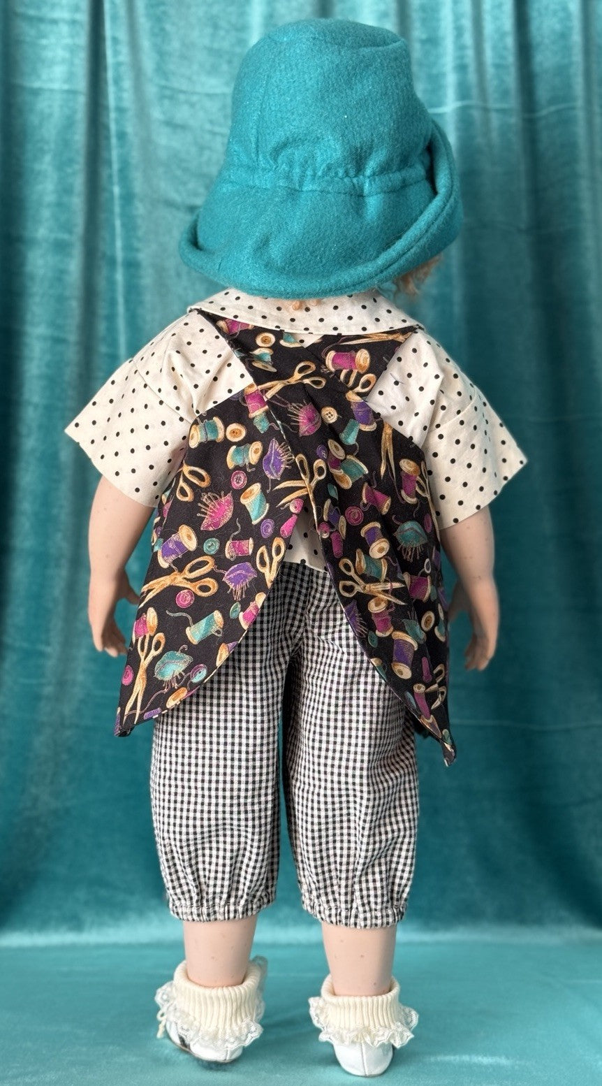 Collectible Porcelain 23” Doll Buttons and Bows by Julia Rueger LE 45 & Teddy