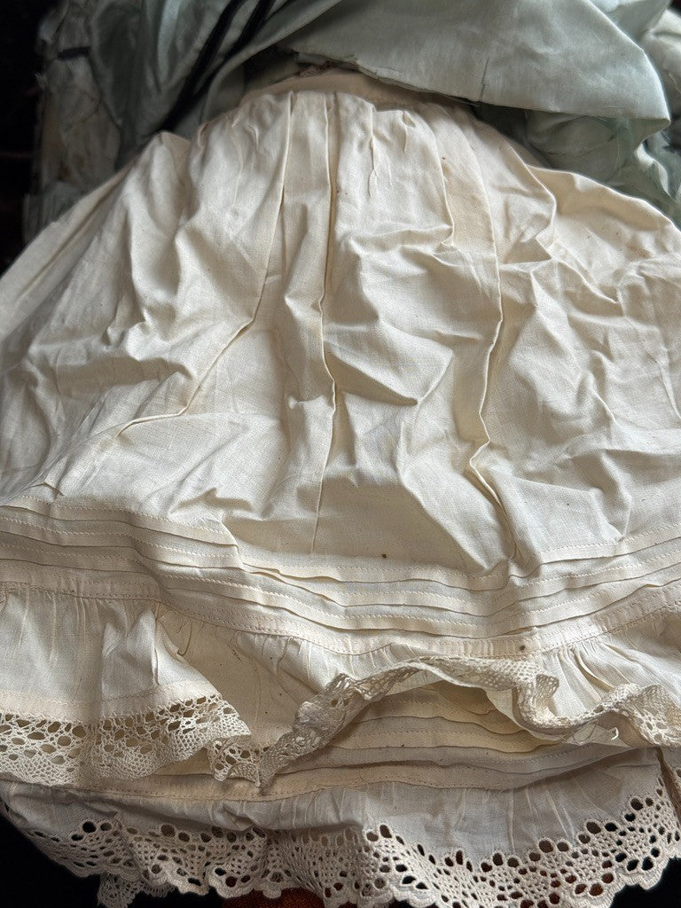 Antique German 23” Early Kestner Turned Bisque Shoulder Head Leather Body Doll