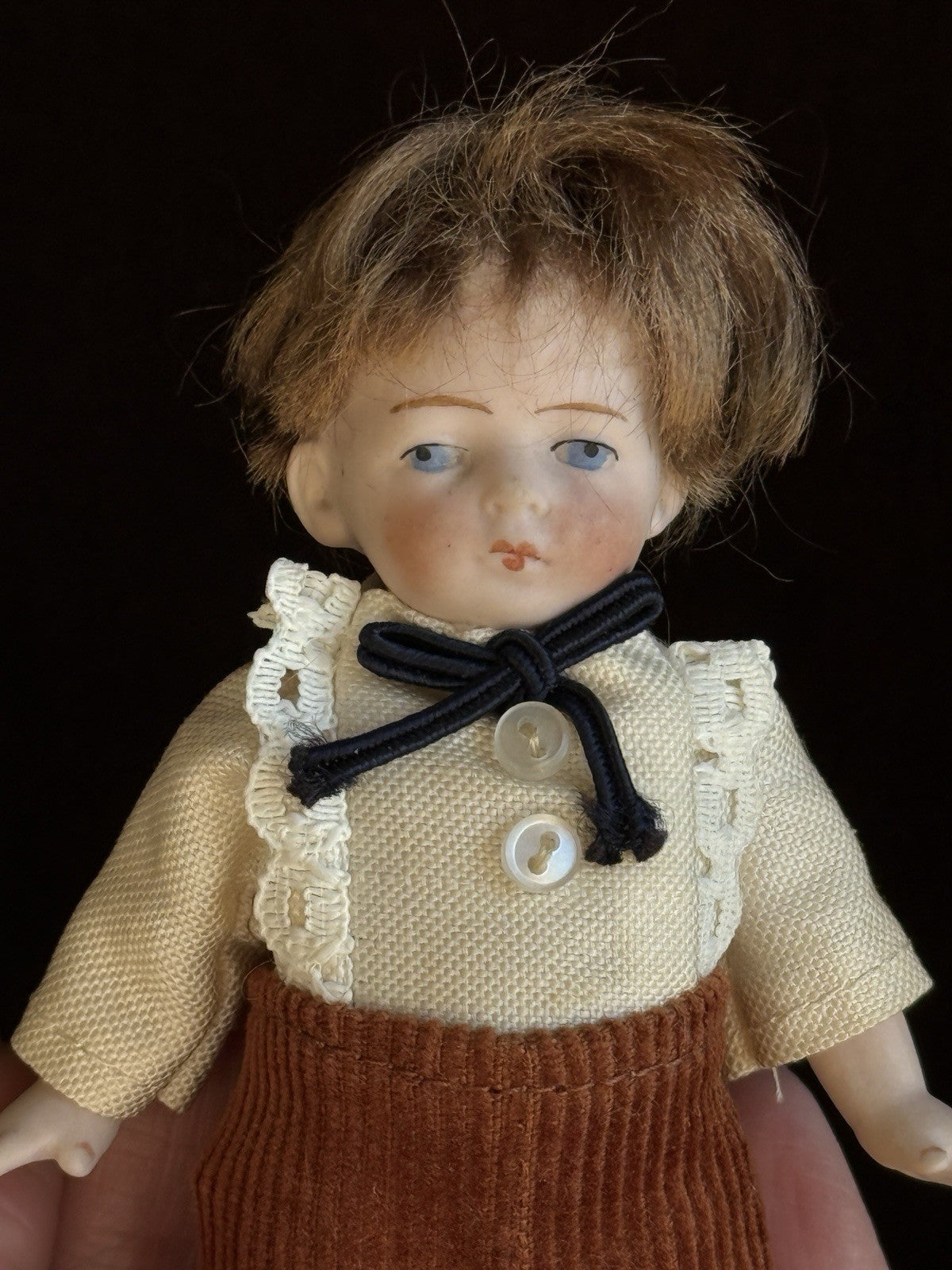 Antique German 4.75” All Bisque Limbach Mignonette Boy Doll