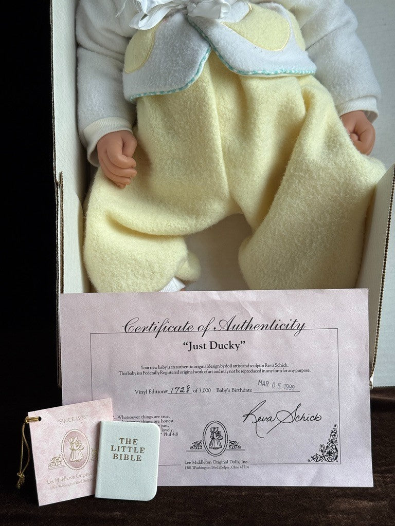 Lee Middleton “Just Ducky” Vinyl Cloth Baby Doll by Reva Schick LE 3000 in Box