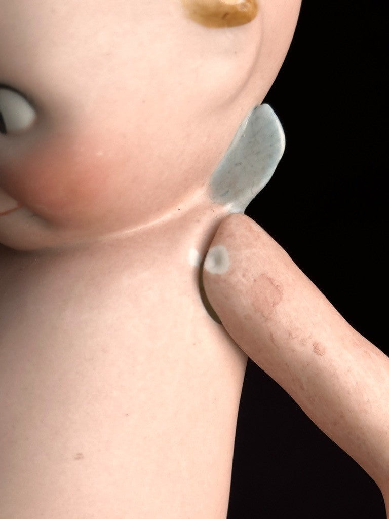 Antique German 6" Rose O’Neill All-Bisque Kewpie Doll Blue Wings