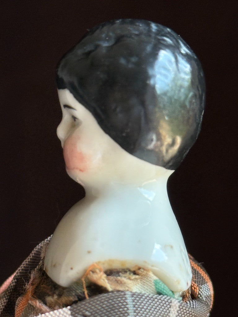 Antique German 6.5” Bisque Cloth Miniature Dollhouse Lowbrow China Doll