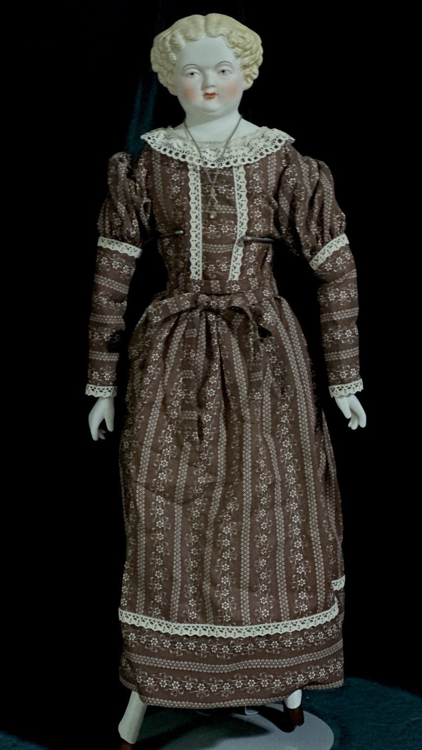 Vintage 28” Flat Top Highbrow China Parian Shoulder Head Doll