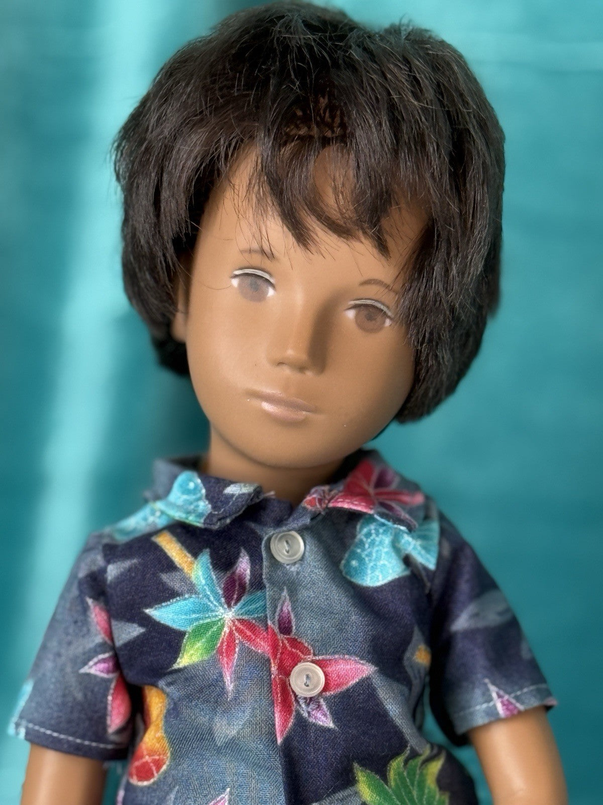 Collectible England Vinyl Brunette Boy Doll; Redressed