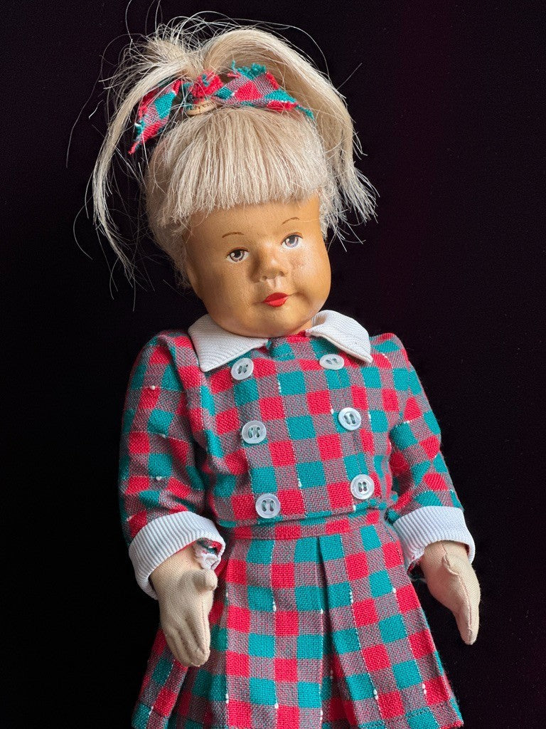 Vintage German Hildegard Krahmer Puppen 13" Carved Wooden Cloth LE Doll
