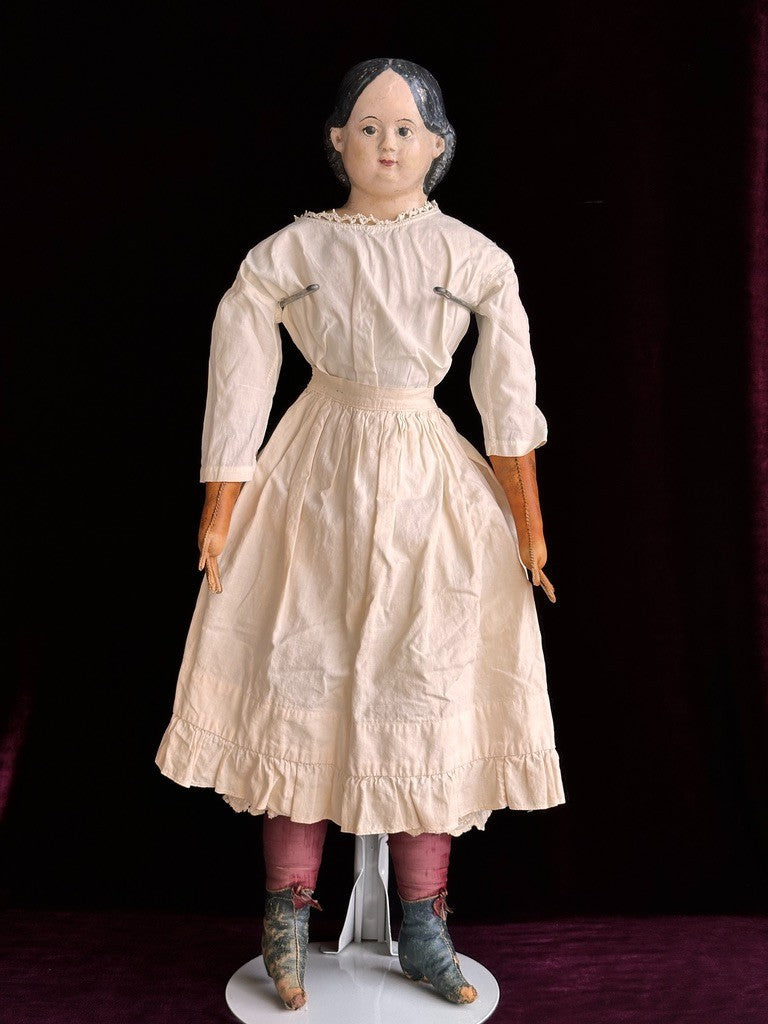 Antique American 26” Greiner Papier Mache Exposed Ears Doll