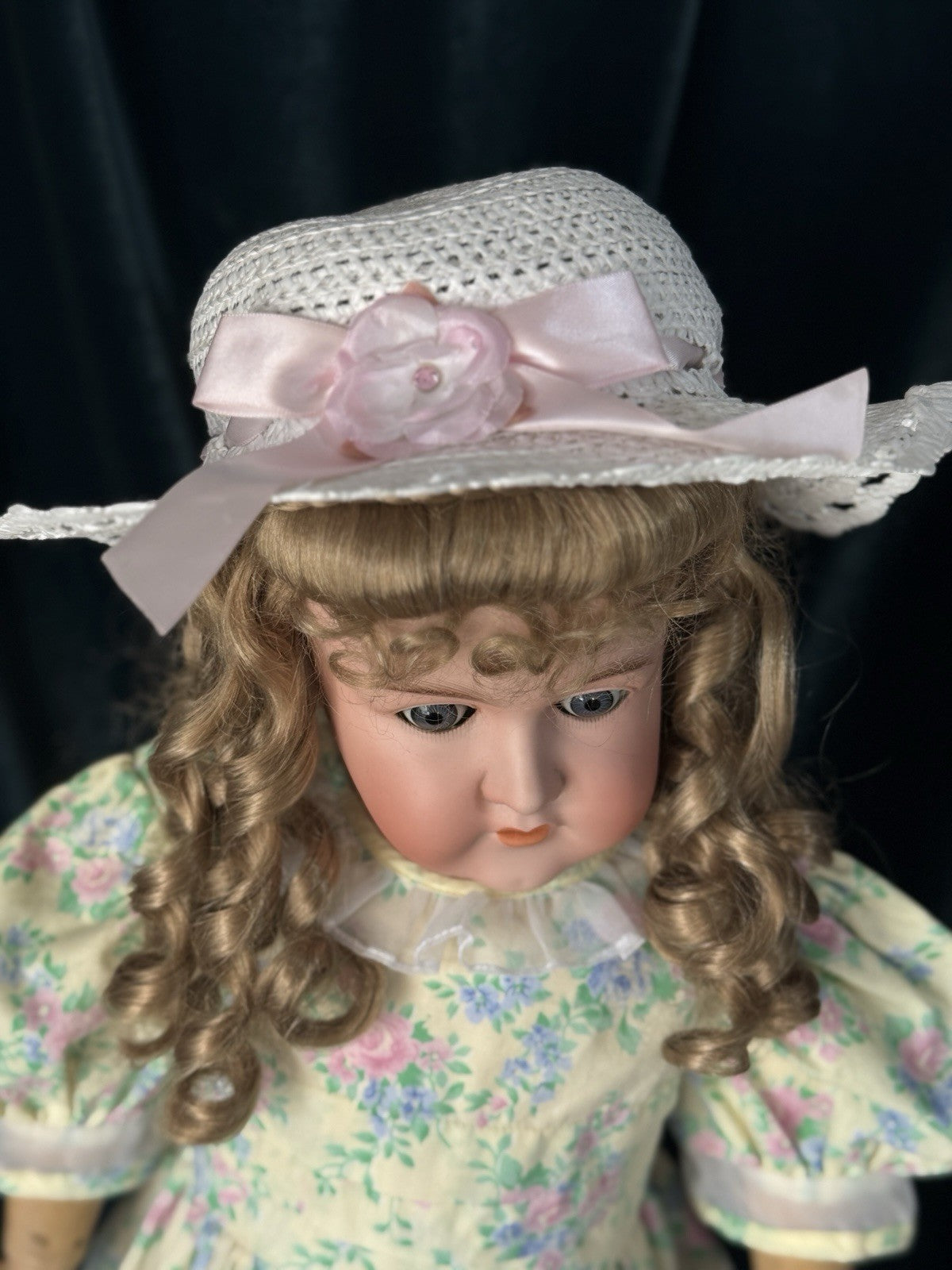 Antique German Karl Hartmann 28” Doll Bisque Head Composition Body-Damaged
