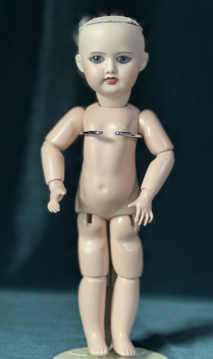 Porcelain/Composition 11” Reproduction of Antique French Bleuette Doll Blonde