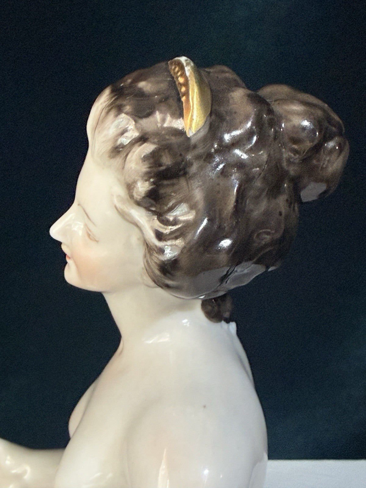 Antique German Porcelain Volkstedt Rudolstadt Half Doll Pin Cushion