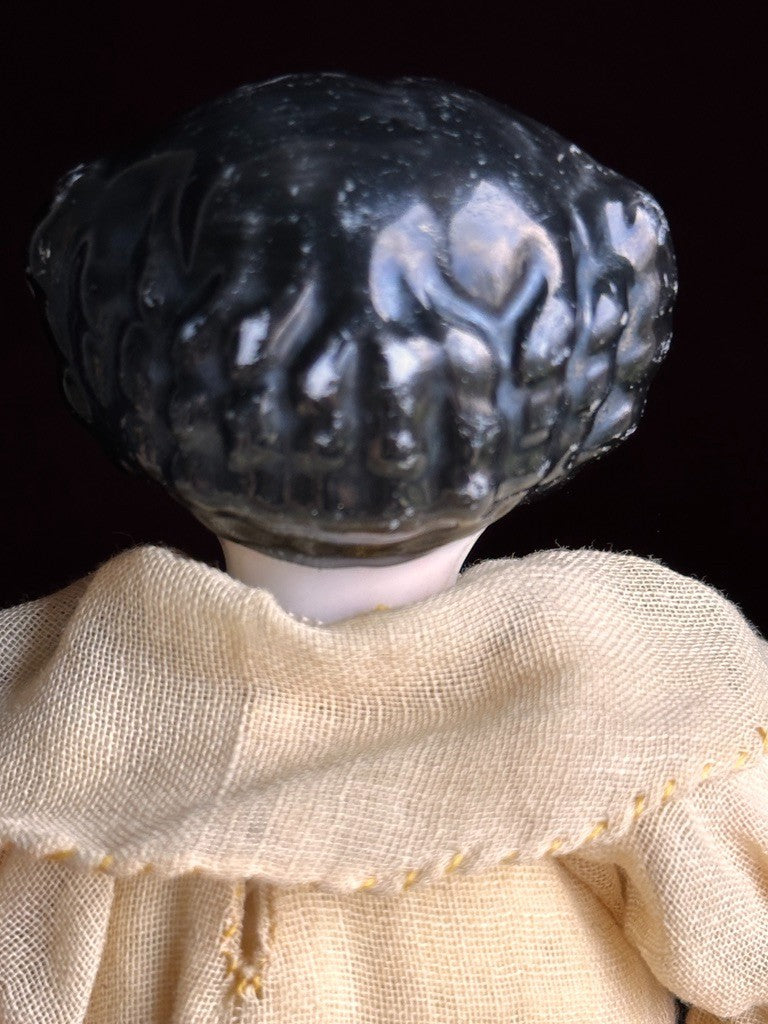 Antique German Cabinet Size 9.75” Flat Top China Shoulder Head Doll