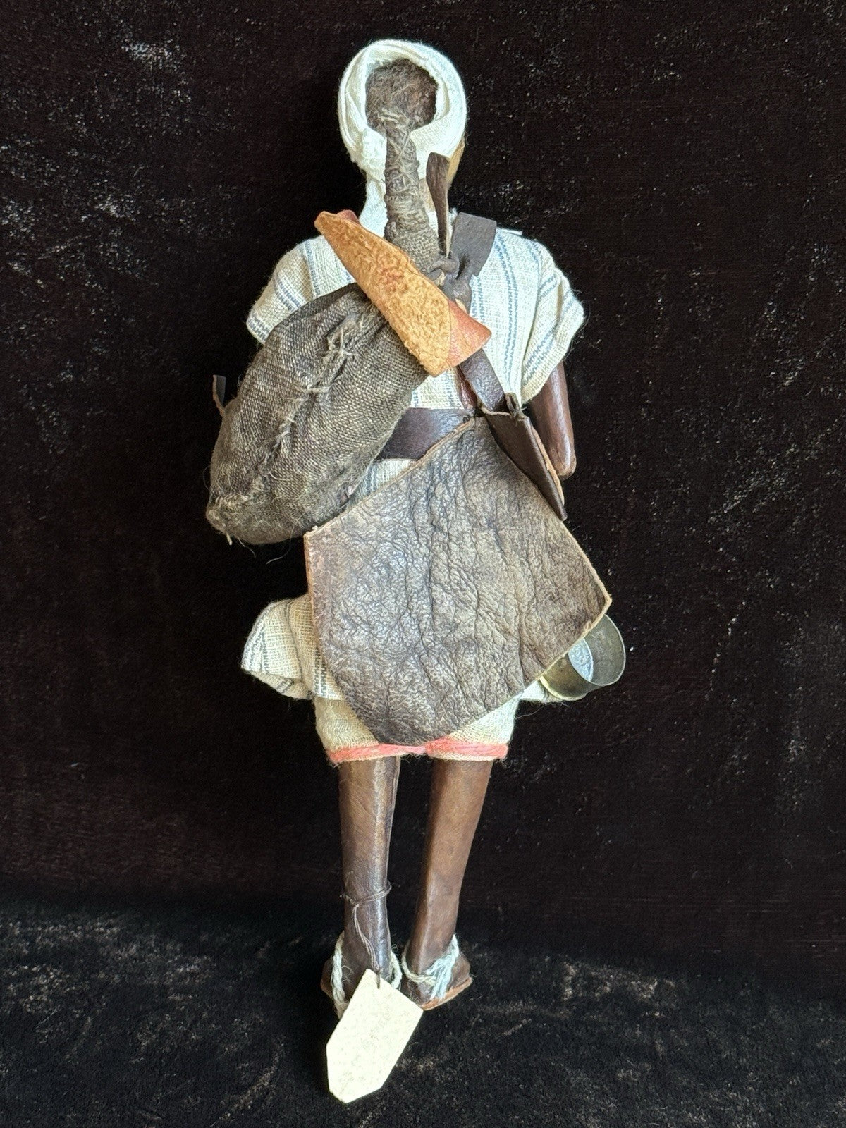 Vintage 8.75” Kimport Water Carrier Leather Male Traditional Folk Doll
