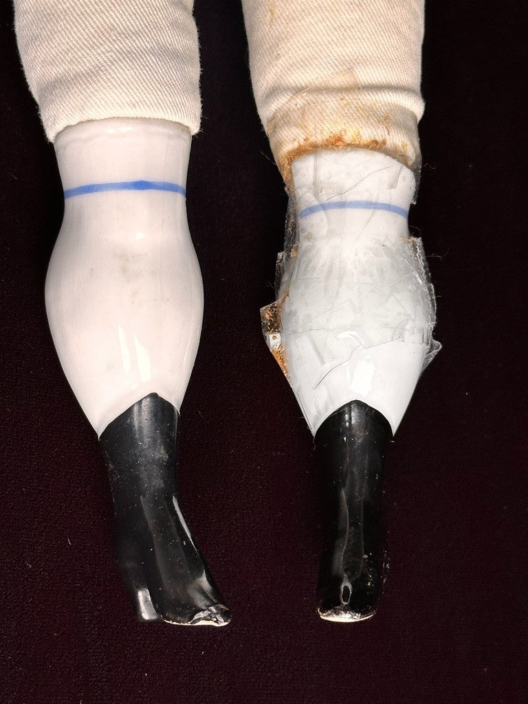 Large Antique German 27” Flat Top Highbrow China Shoulder Head Doll