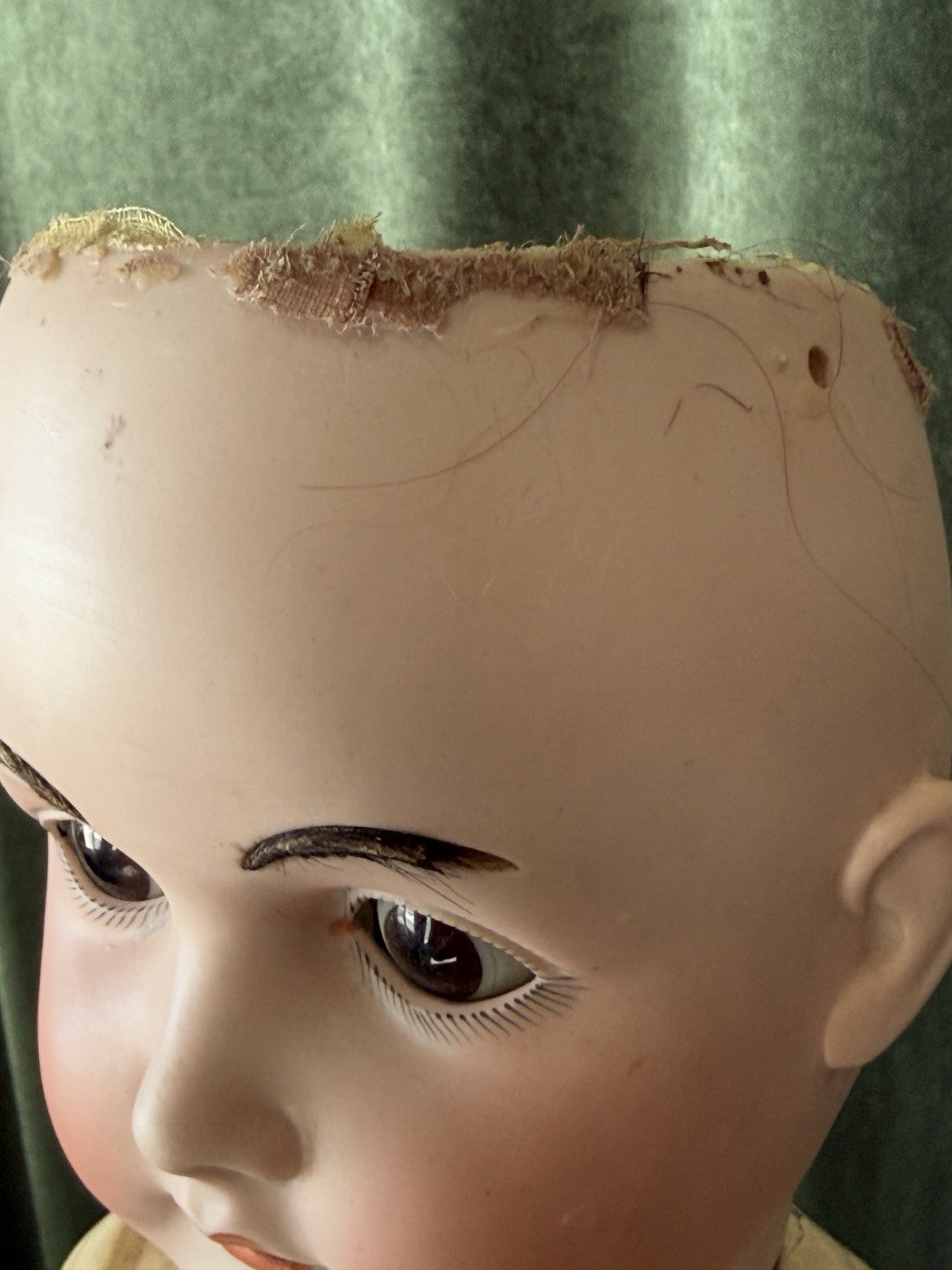 Large 32” Antique German Queen Louise Doll Bisque Head Composition Body