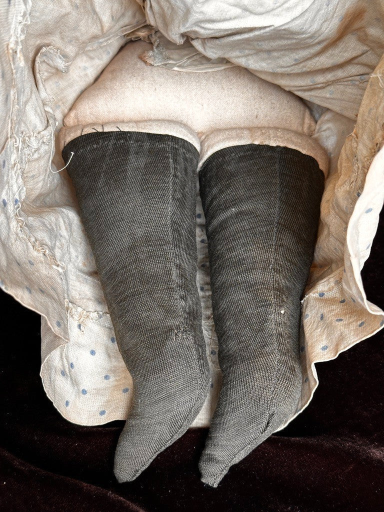 Antique German 19” Flat Top Highbrow China Shoulder Head Doll