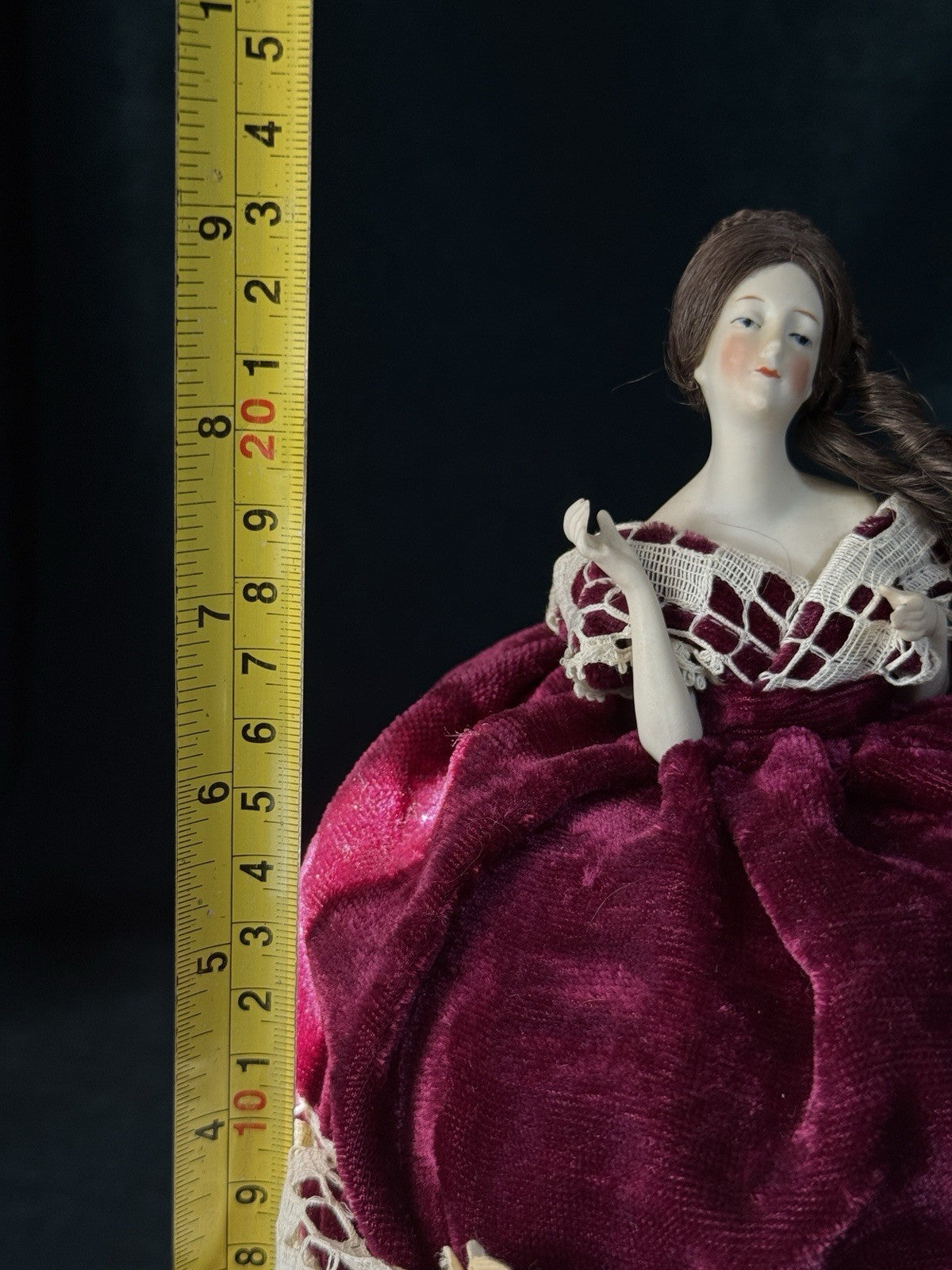 Antique German Porcelain William Goebel (?) 9” Half Doll Pin Cushion