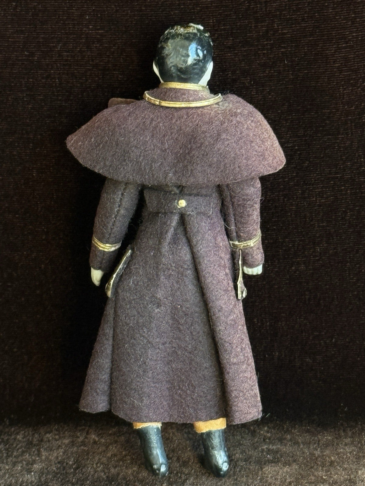Antique German 4.875” Bisque Miniature Dollhouse Male Mustache Soldier Doll