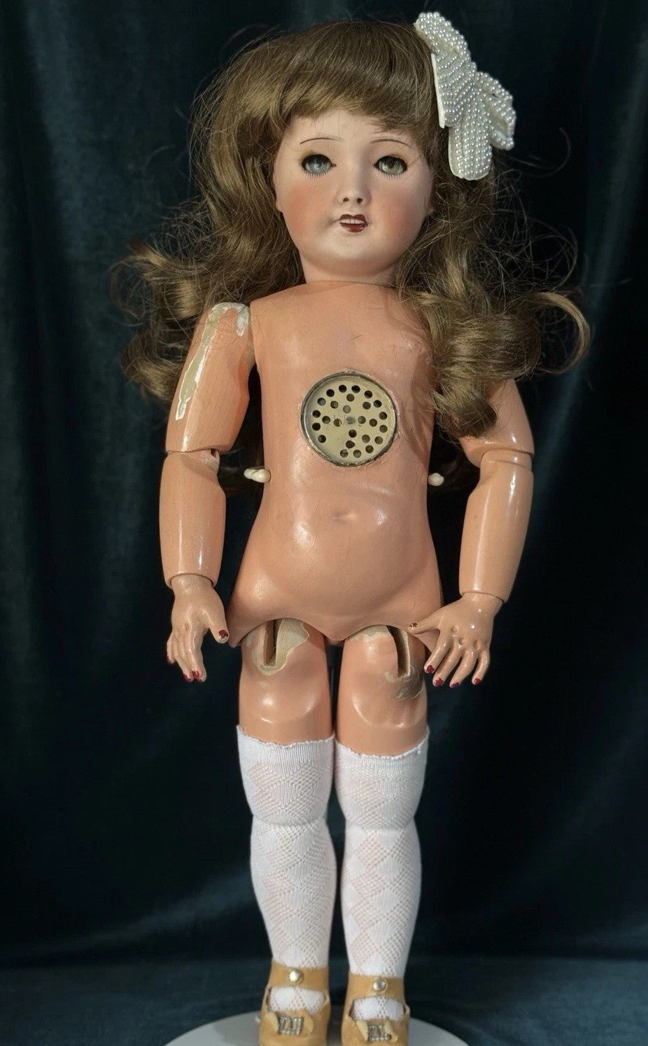 Antique French 20” Unis Mold 301 Bisque Head Composition Body Doll