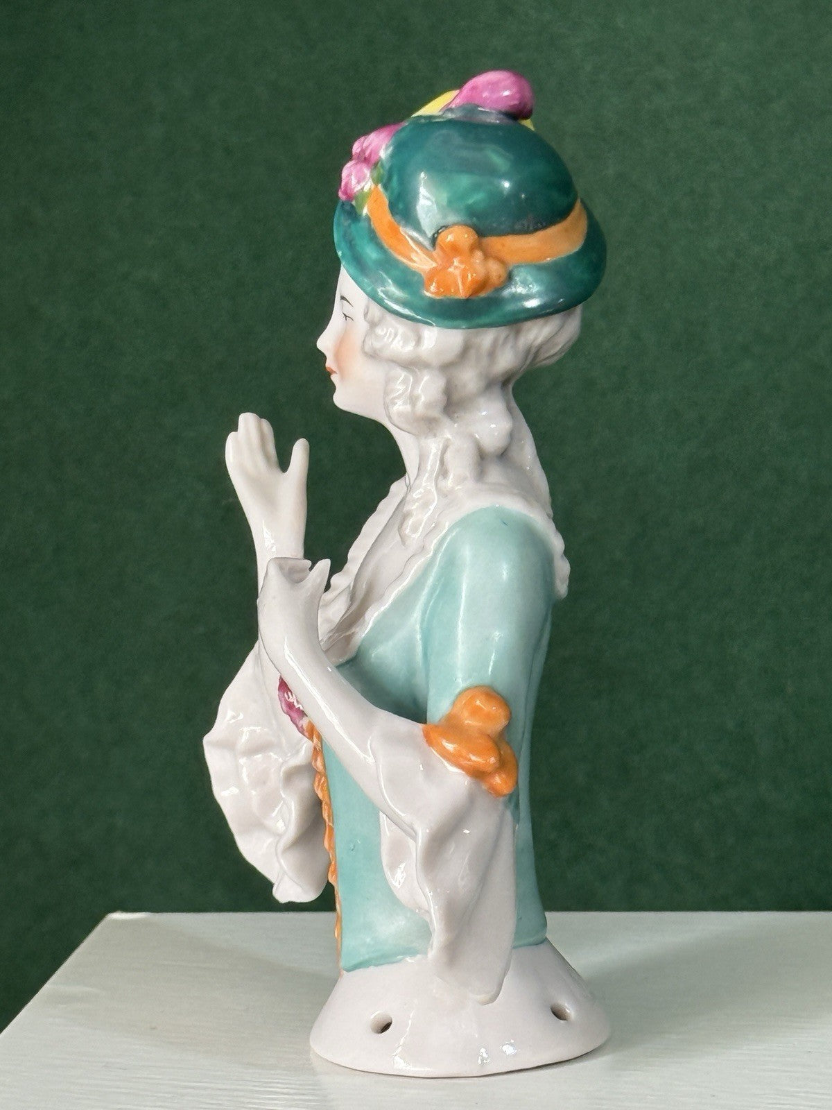 Porcelain German 13681 Half Doll 4.5” Figurine Arms Away
