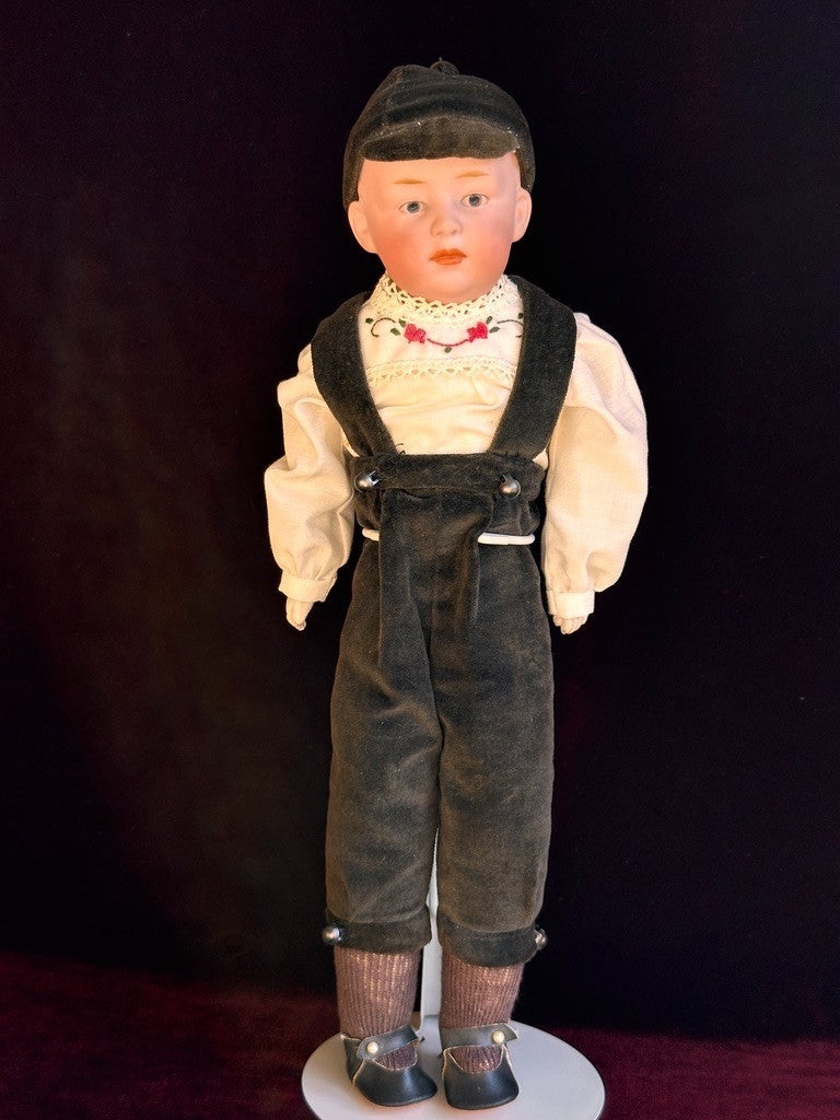 Antique German 14” Gebruder Heubach Pouty Bisque Shoulder Head Boy Doll
