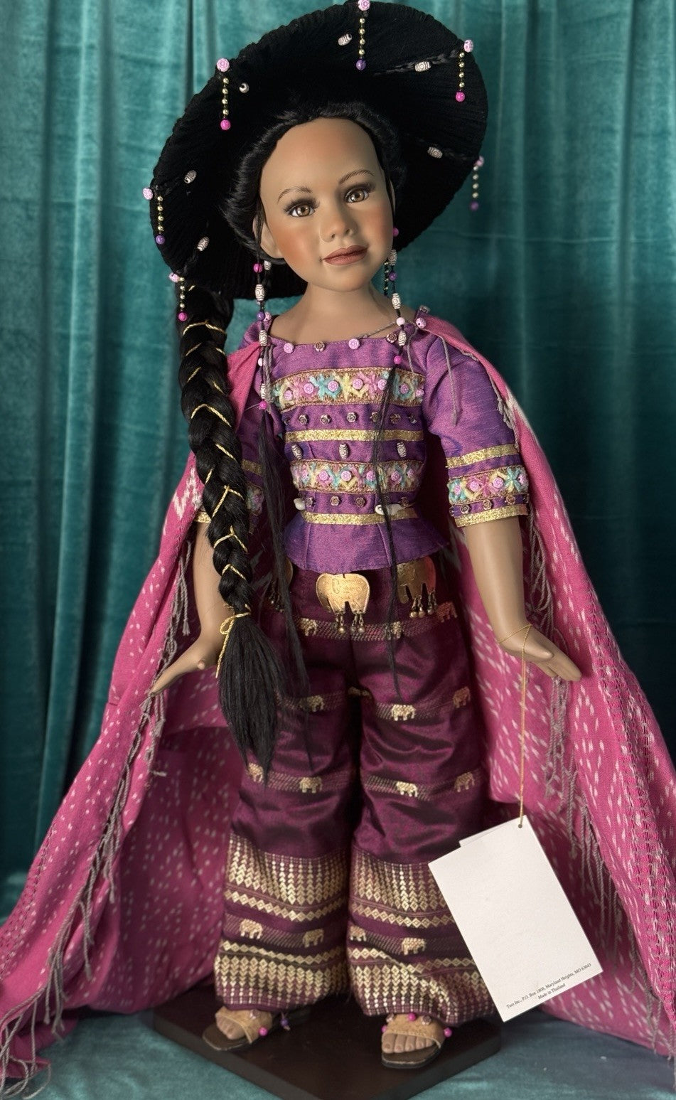 Collectible William Tung 26” Porcelain Doll Sri-Lanka LE 500 With Tag/Stand